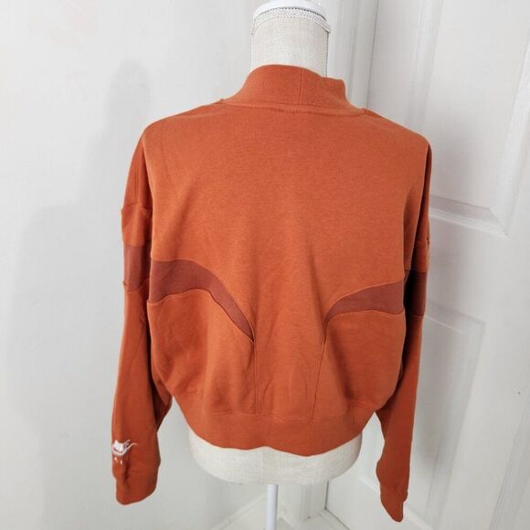 Nike Sweatshirt Womens M Orange Sportswear Air Fleece Mock Neck Hanorac Cropped - Picture 6 of 15
